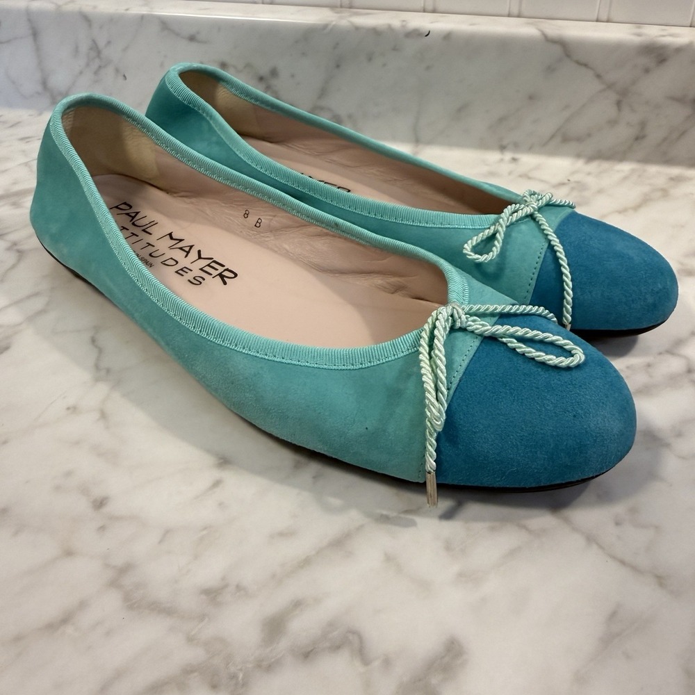 Paul Mayer Attitudes Size 8 B Suede Leather Ballet Flats Blue Preppy